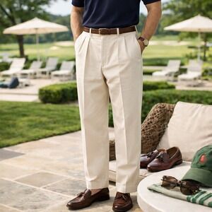 Vtg Polo Golf Ralph Lauren 34x29 Pleated Trousers Pants Preppy Grandpacore White